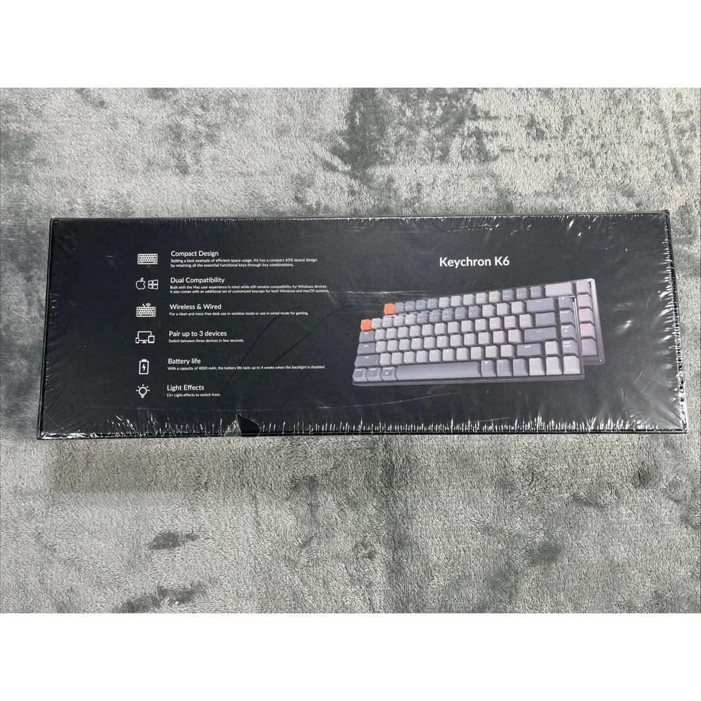 Keychron K6 Mechanical Keyboard Wireless Compact 3 Devices 15+ Lights NEW Sealed